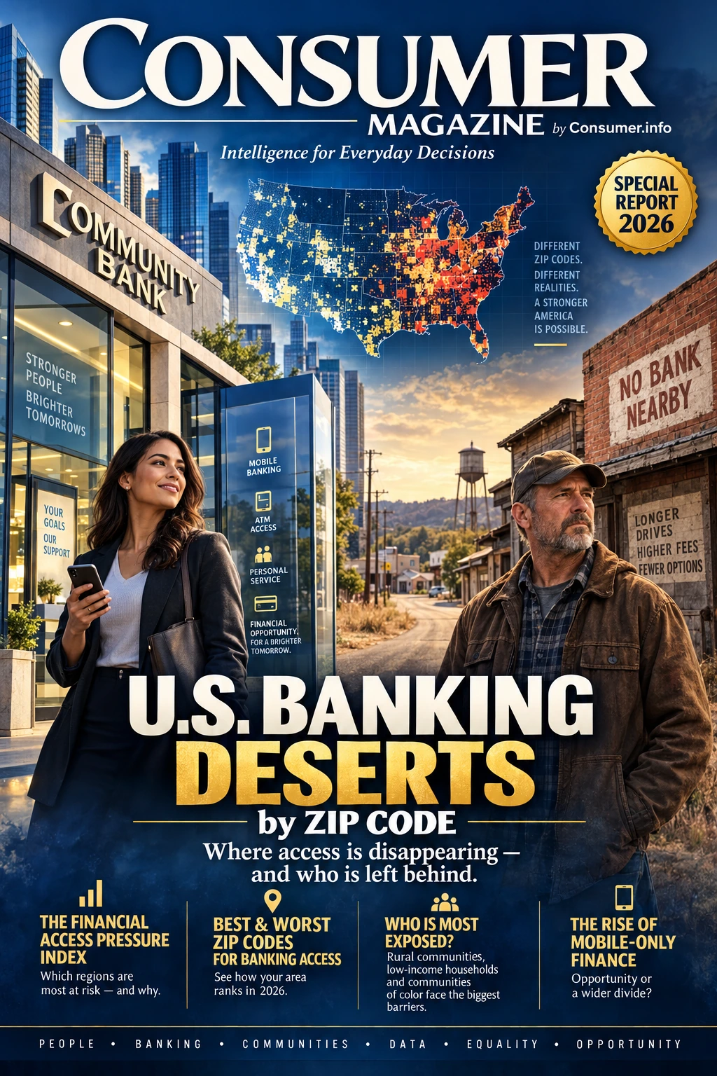 Consumer Magazine cover: U.S. Banking Deserts by ZIP Code